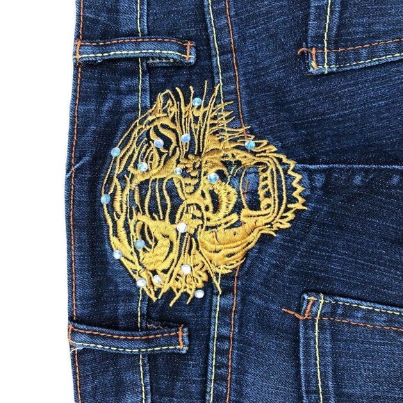 Ed Hardy By Christian Audigier Embroidered Jeans Size 40 Blue - Picture 14 of 14